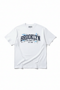 Plain white t-shirt with Brooklyn graphic print on the front